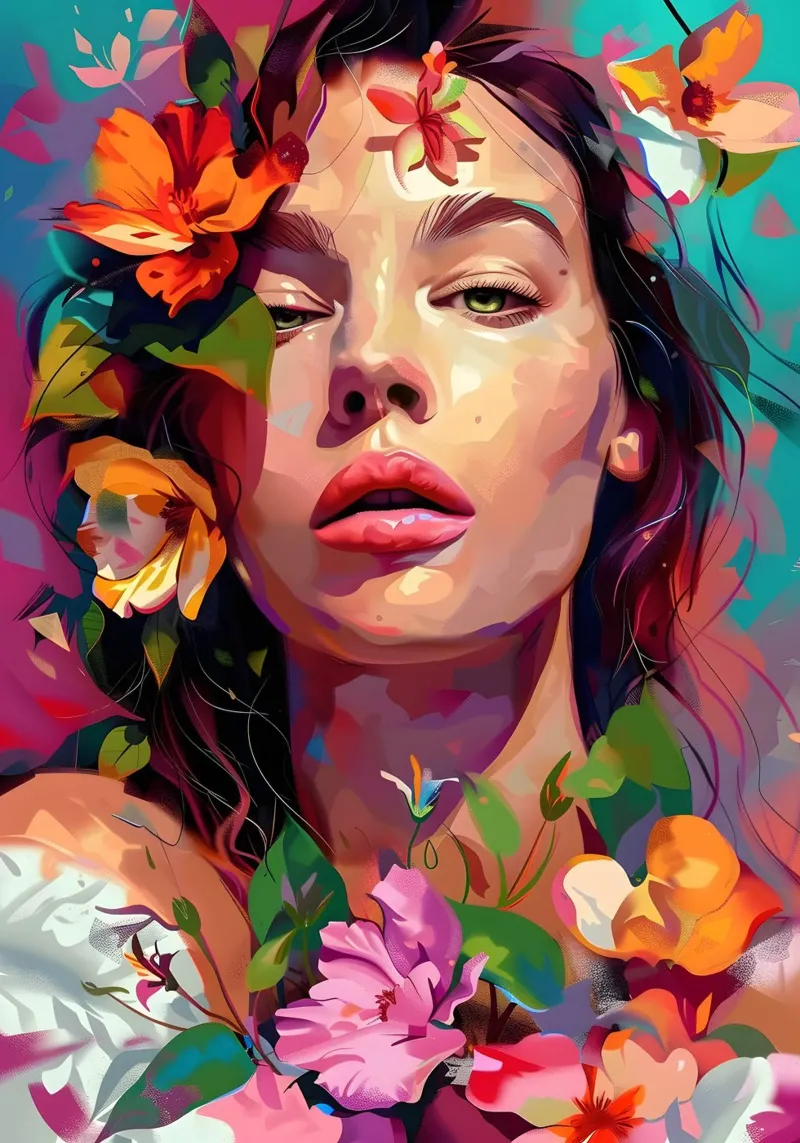 Ritratto della bambina in fiore tela da Artful Muse