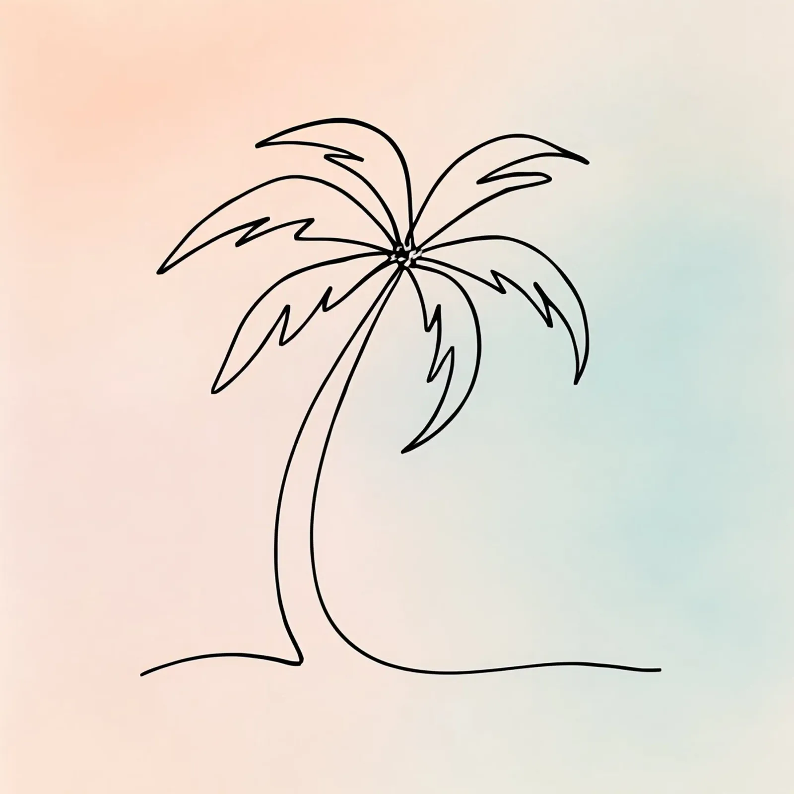 Minimalist palm tree outline against soft pastel background canvas by DesignDoodle