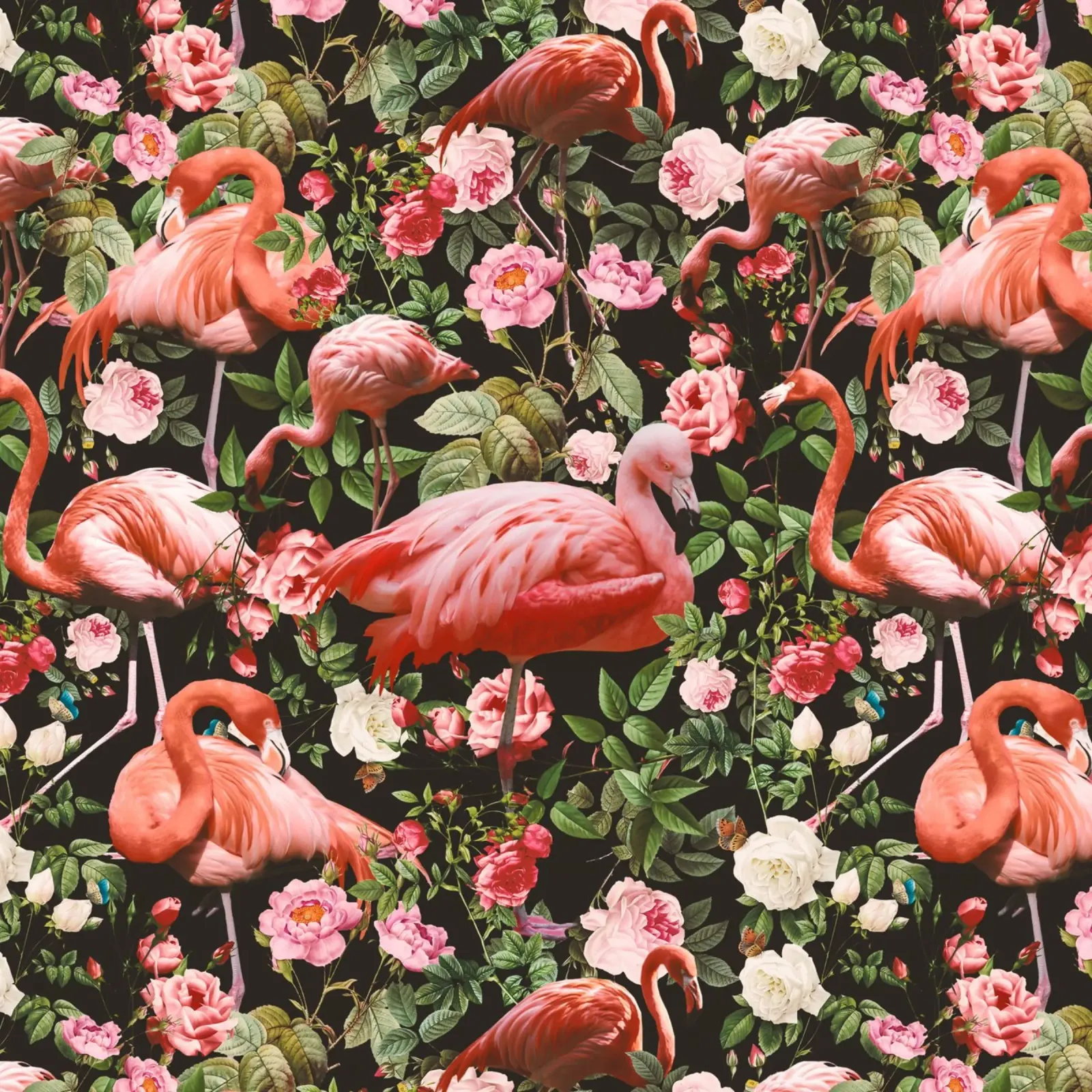 Floral and Flamingo Pattern poster da burcukorkmazyurek
