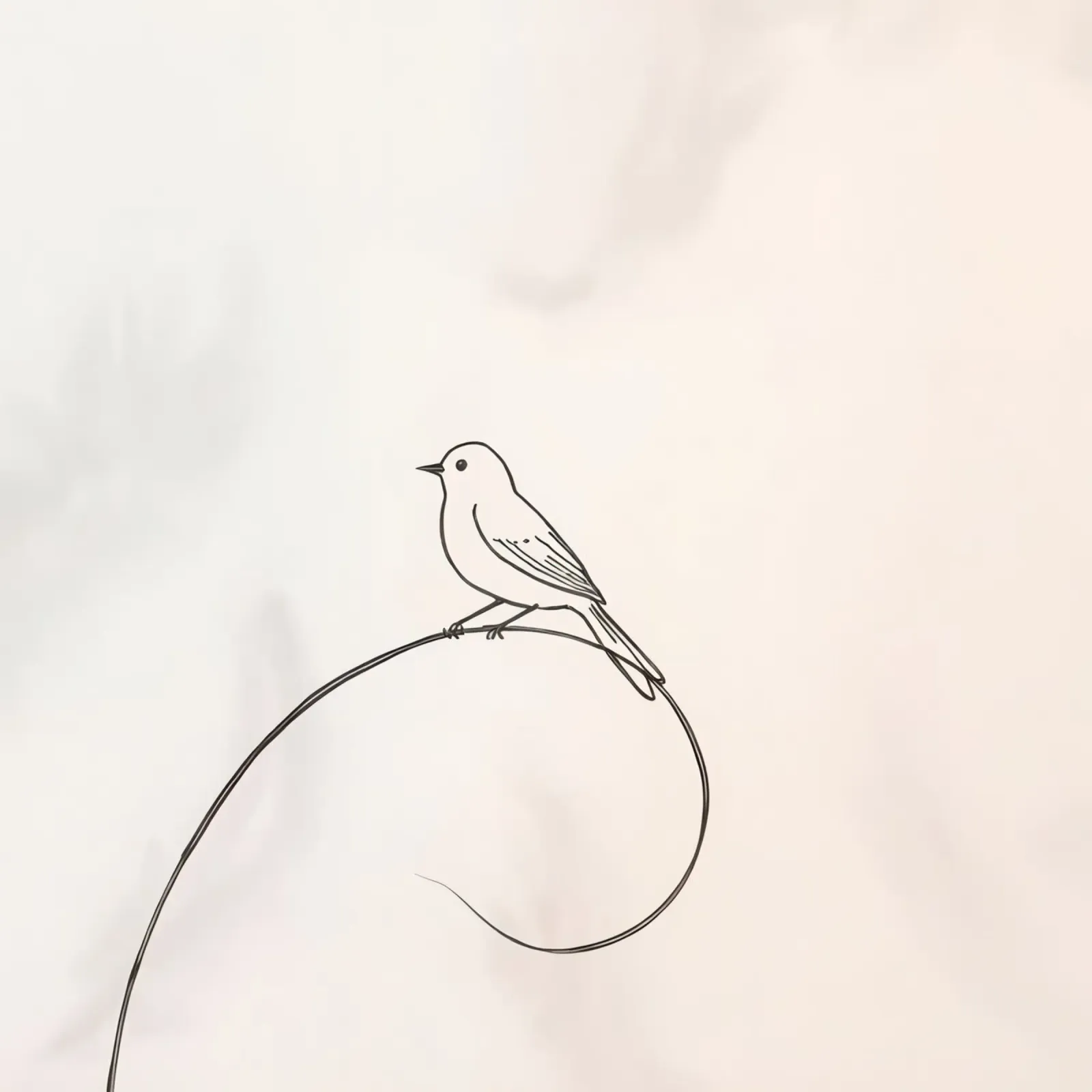 Uccello appollaiato su una linea delicata su uno sfondo chiaro plexiglass da DesignDoodle