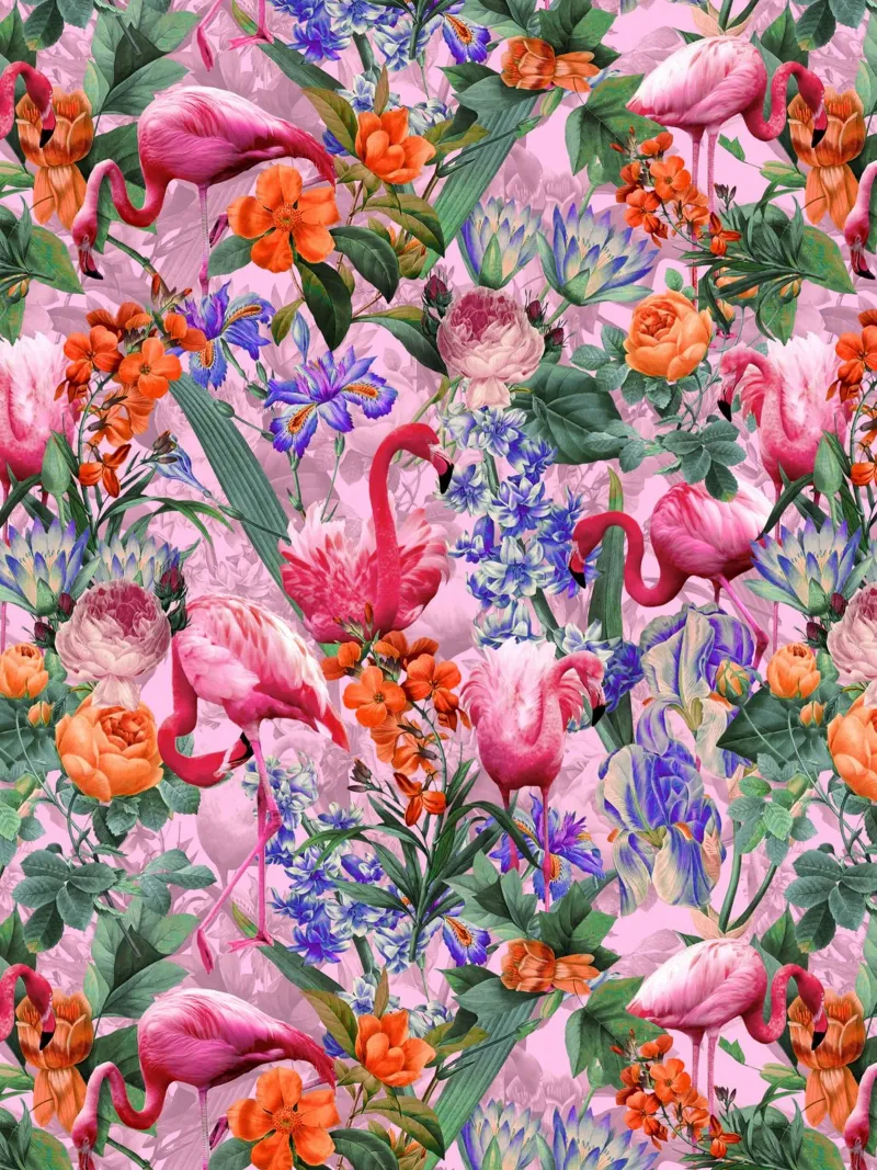 Floral and Flamingo VI Pattern pellicola backlit da burcukorkmazyurek