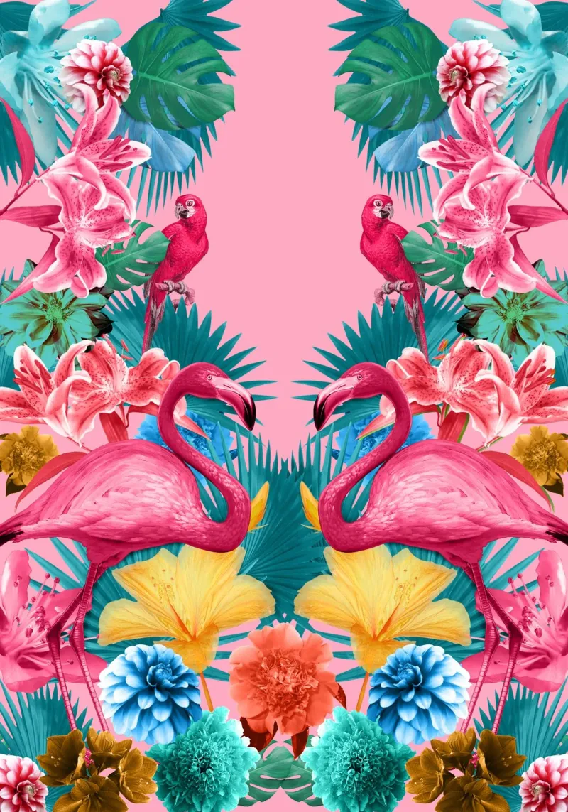 Flamingo and Tropical Garden pellicola backlit da burcukorkmazyurek