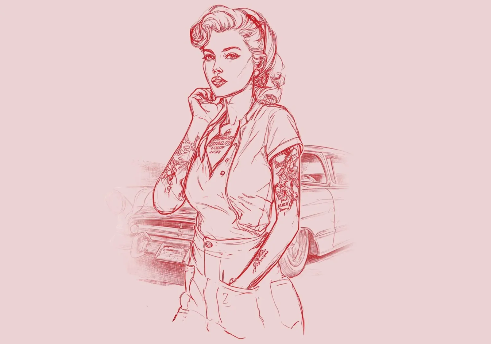 Queen of the Boulevard – Rockabilly 1955 canvas by Headless Monkeys