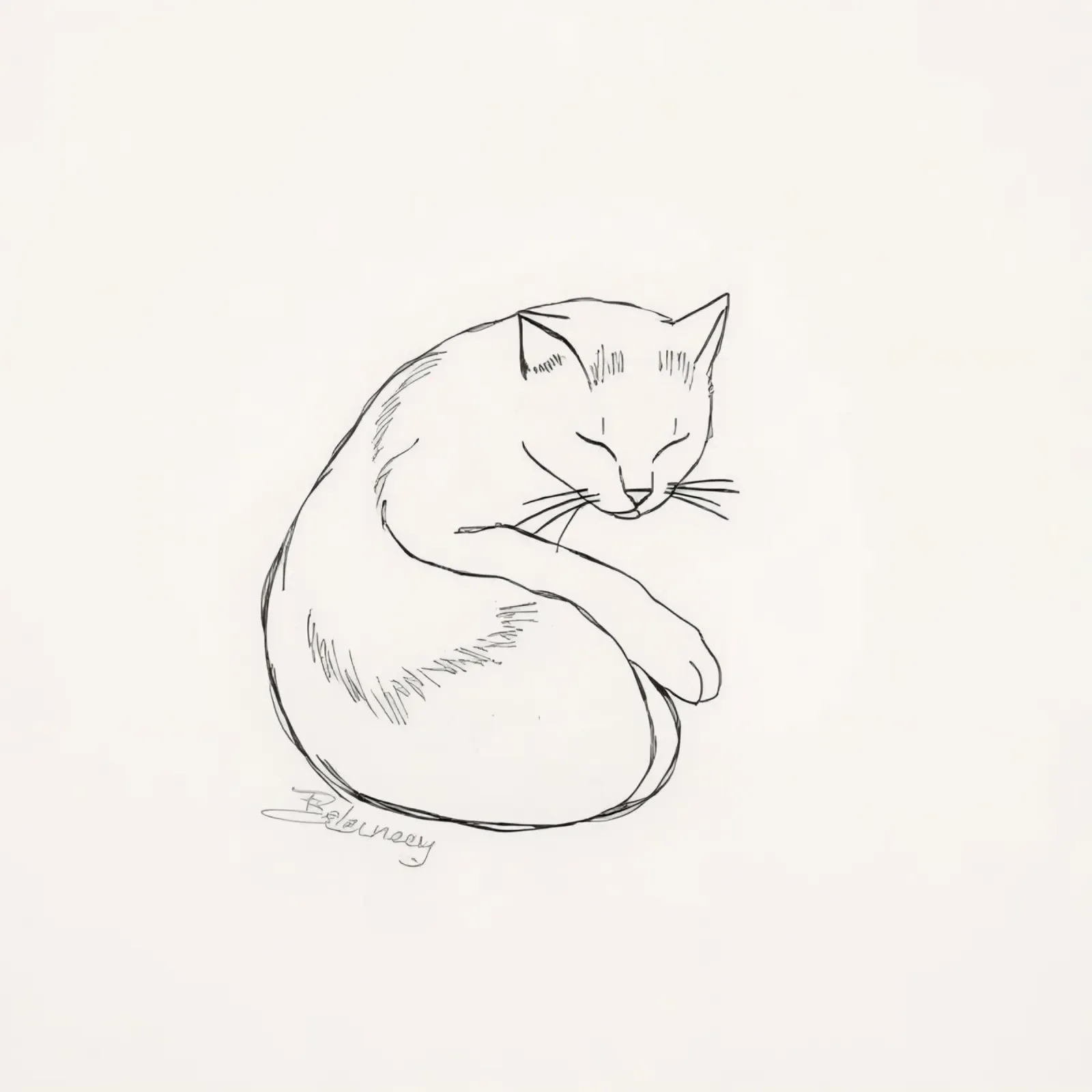 Disegno lineare di un gatto che riposa con un design minimalista pellicola backlit da DesignDoodle