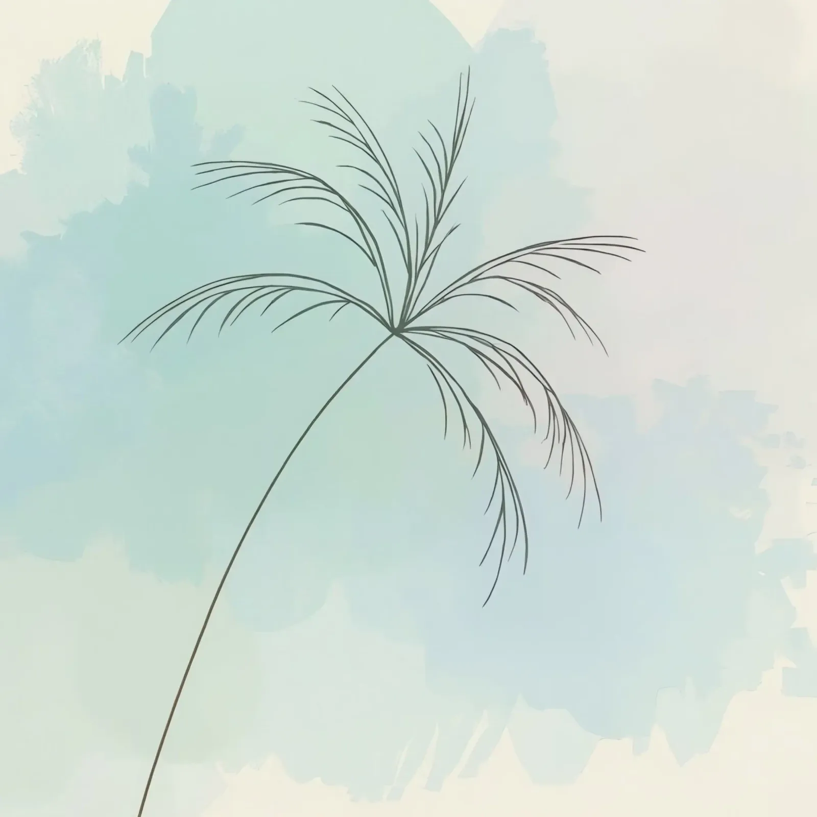 Stylized palm tree silhouette against a soft pastel backdrop canvas by DesignDoodle