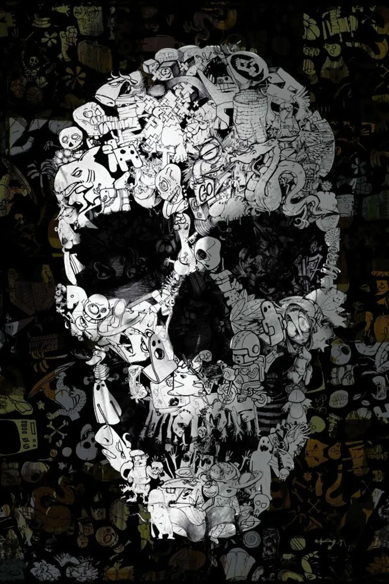 Doodle Skull pellicola backlit da Ali Gulec