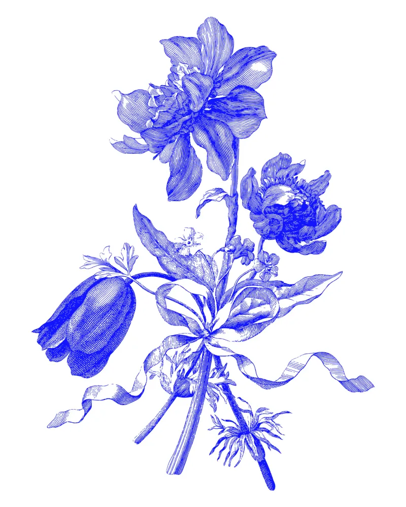 Bouquet di romantici fiori blu tela con Cornice a cassetta da morphinaeblue