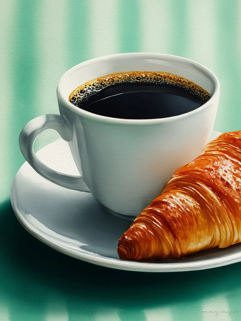 Caffè e croissant del mattino alluminio dibond da Spice & Style
