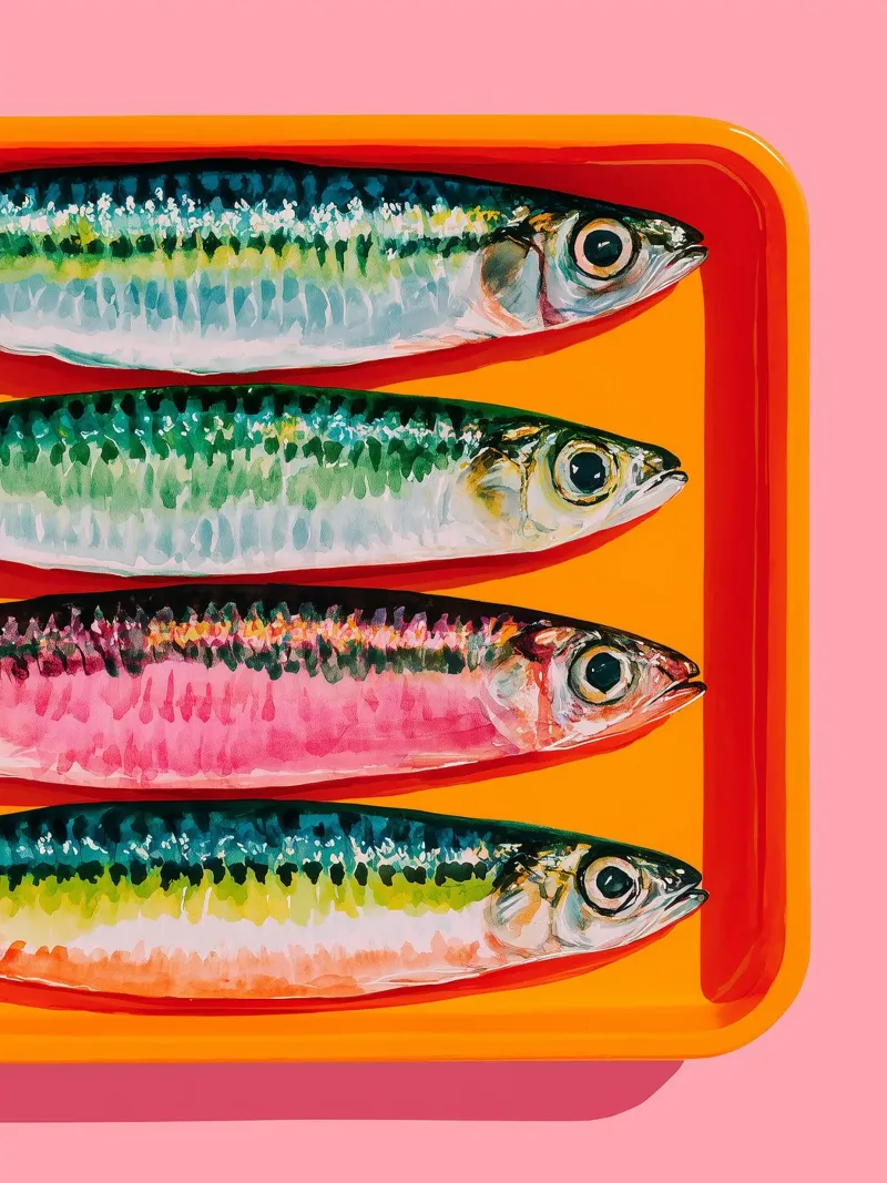 Sardine artistiche in fila carta hahnemühle da Spice & Style