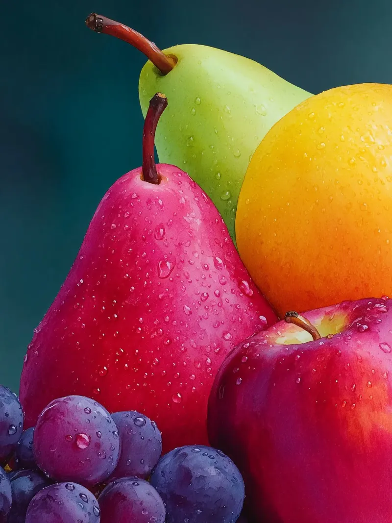 Primo piano di frutta fresca alluminio dibond da Spice & Style