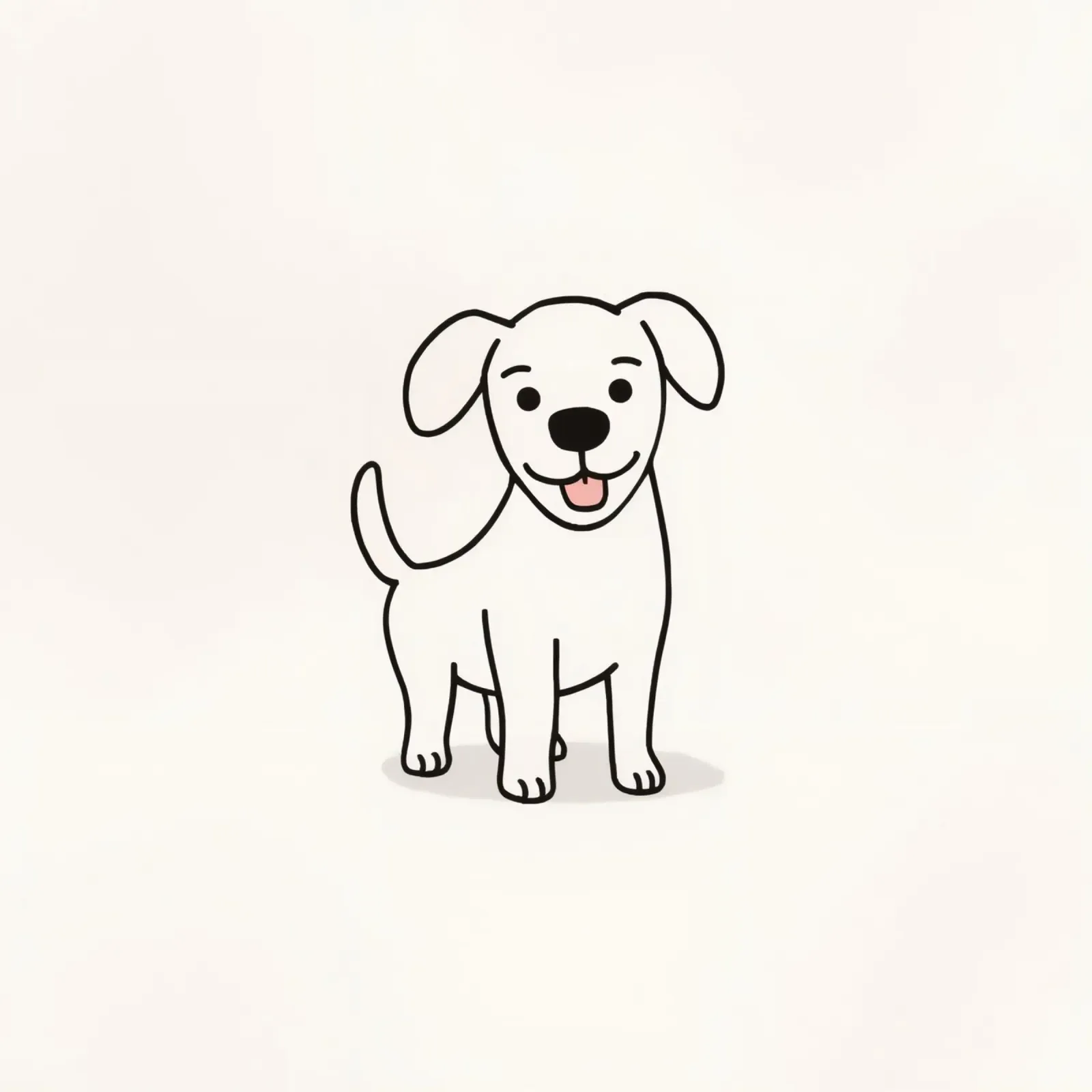 Carino cucciolo bianco in piedi felice su uno sfondo chiaro pellicola backlit da DesignDoodle