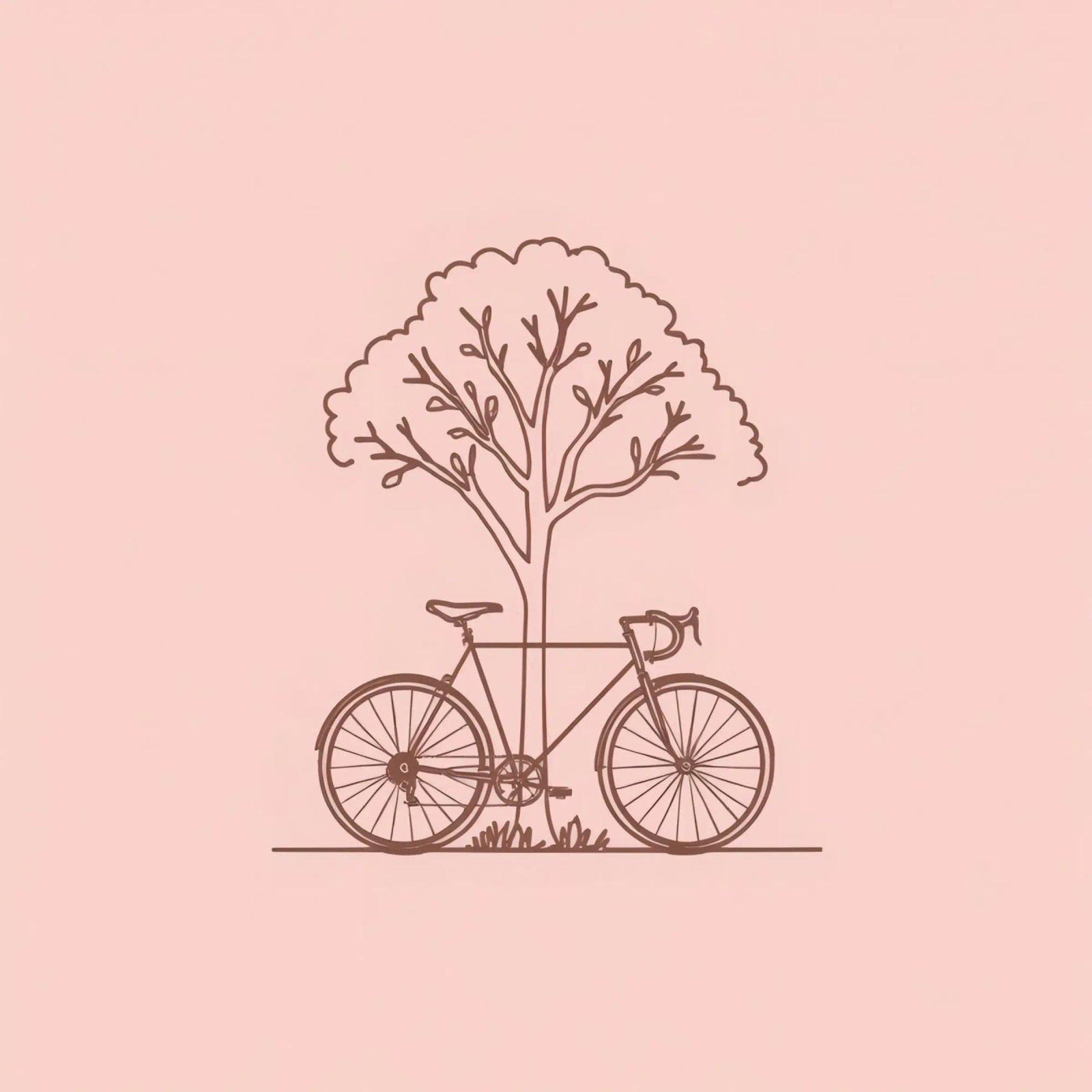 Bicicletta appoggiata ad un albero in un parco dal design semplice pellicola backlit da DesignDoodle