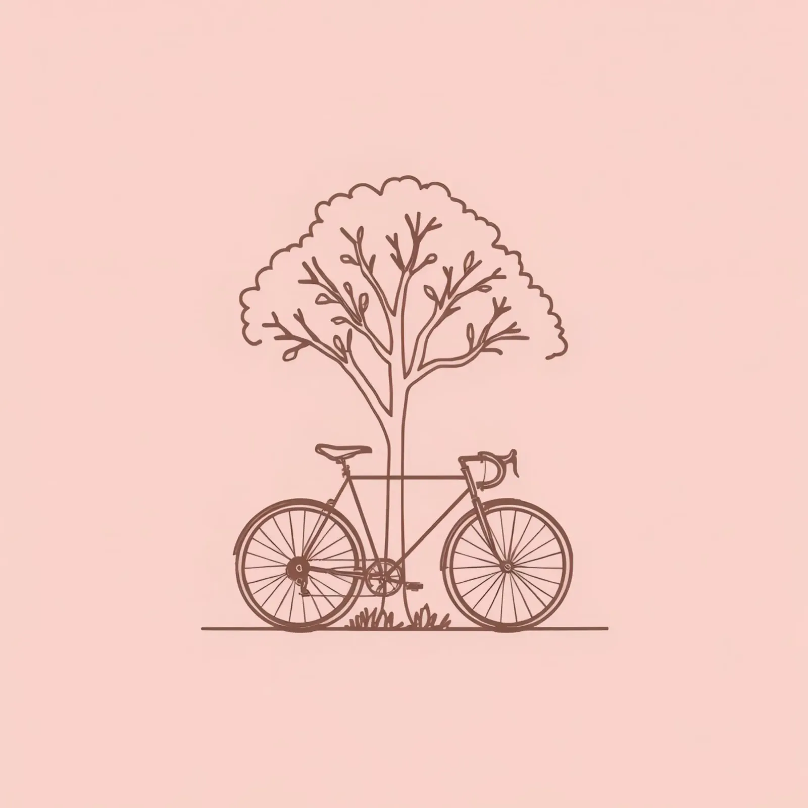 Fiets leunend tegen een boom in een park met eenvoudig ontwerp hahnemühle van DesignDoodle