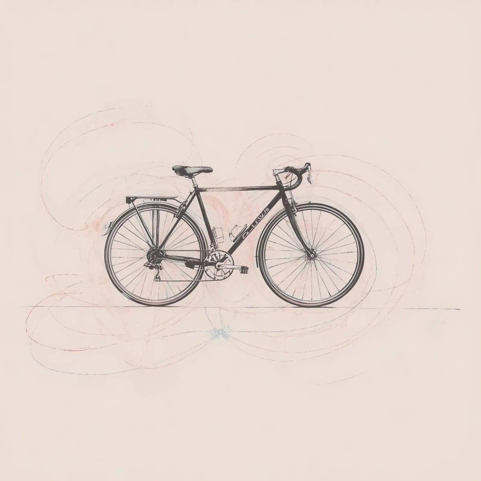 Bicycle sketch illustrating motion with swirling lines canvas by DesignDoodle