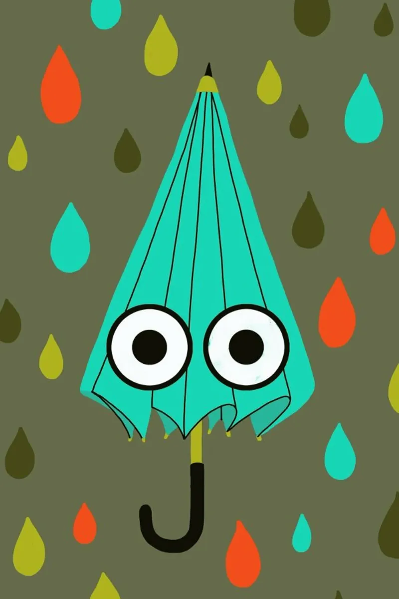 Mr. Umbrella poster con telaio in legno da Doozal