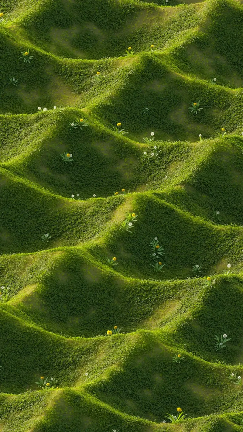 erba delle colline verdi poster con telaio in alluminio da Earthly Visions