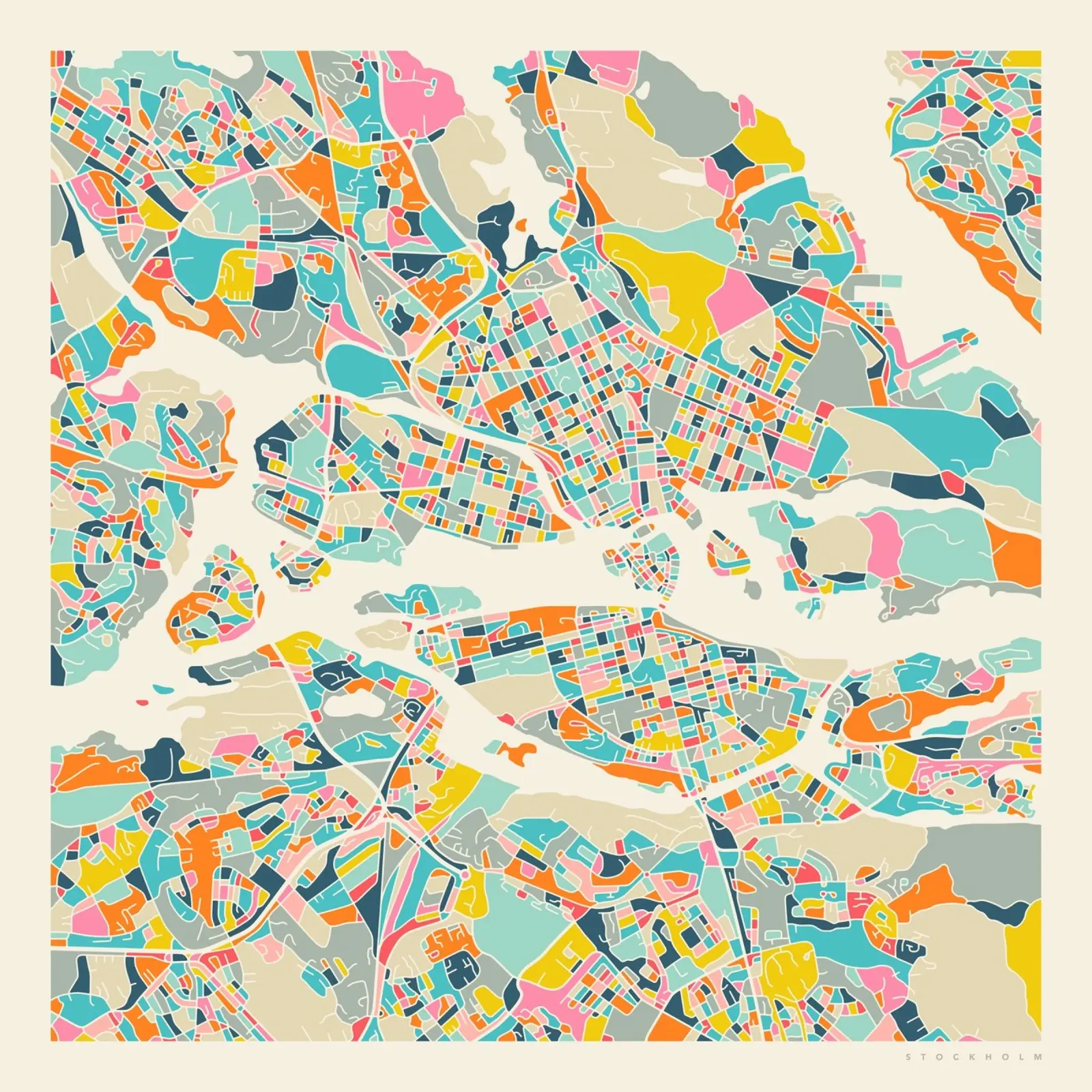 MAPPA DI STOCCOLMA carta hahnemühle da Jazzberry Blue