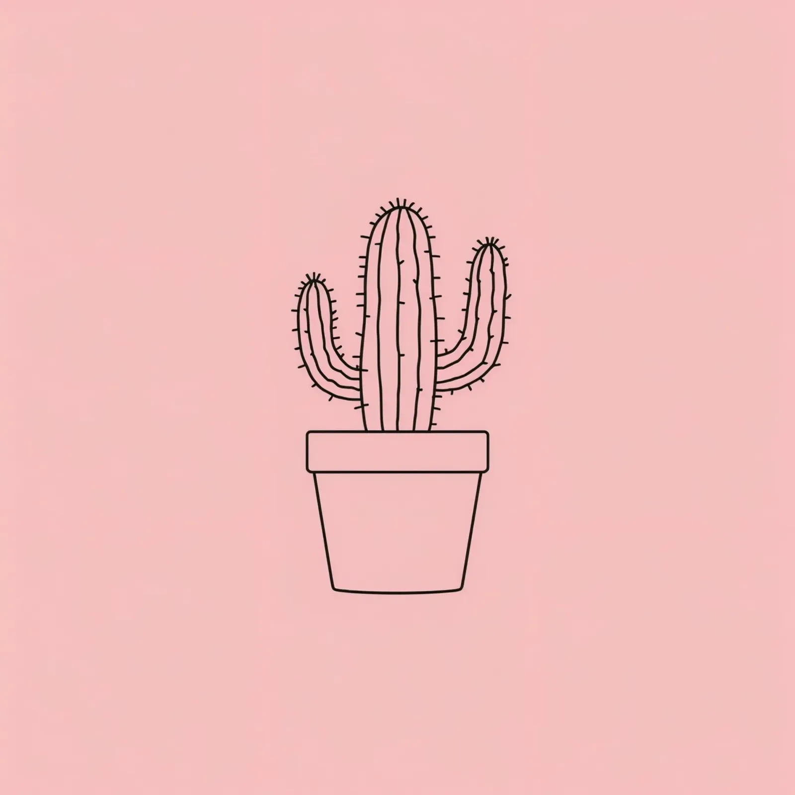 Cactus in vaso semplice su sfondo rosa tela con Cornice a cassetta da DesignDoodle