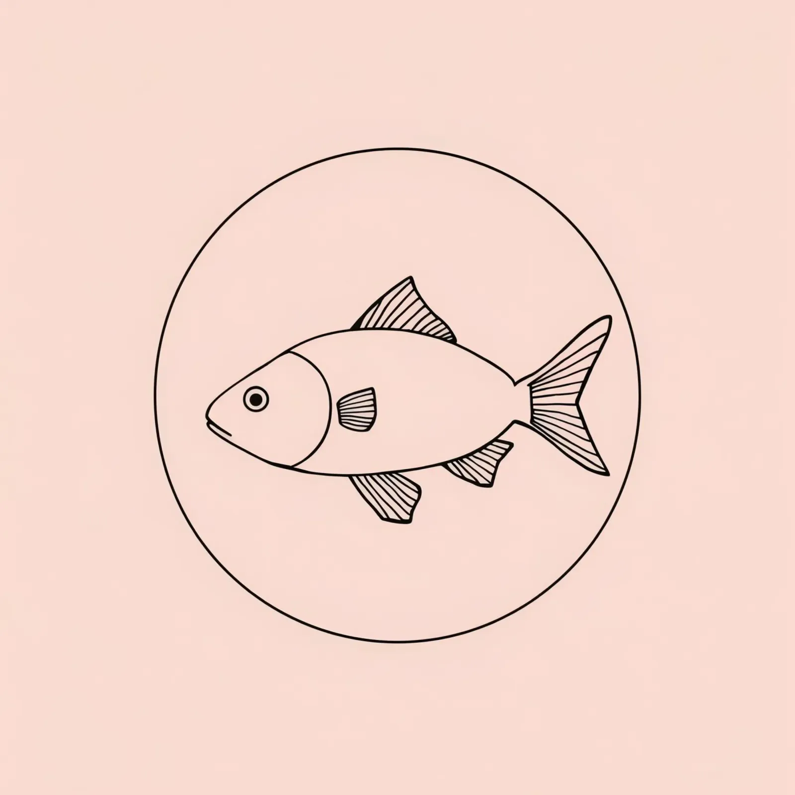 Illustrazione di un pesce delineato in nero su un'opera d'arte minimalista pellicola backlit da DesignDoodle