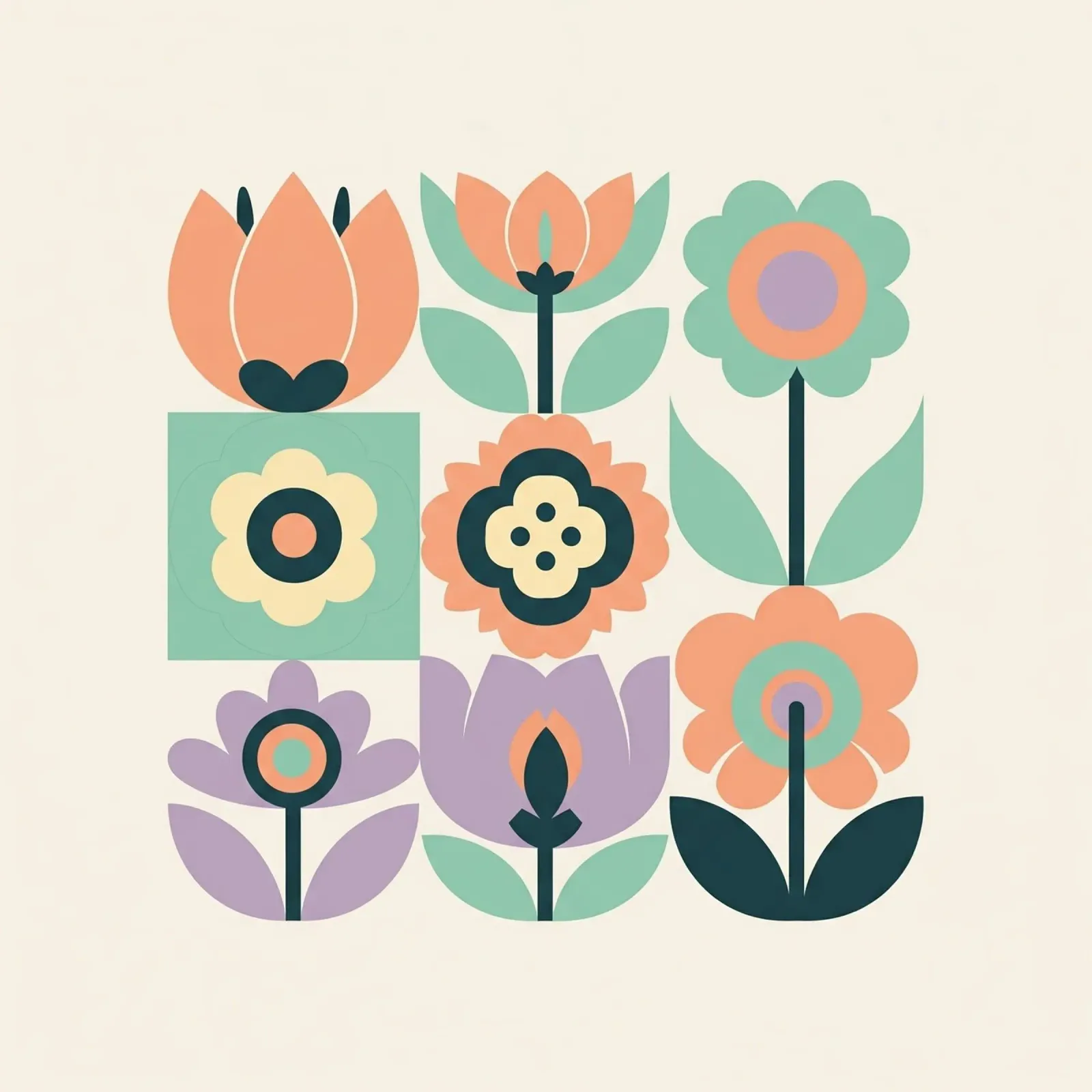 Floral bauhaus #055: Wallflower Quilt backlit film by Zen Design