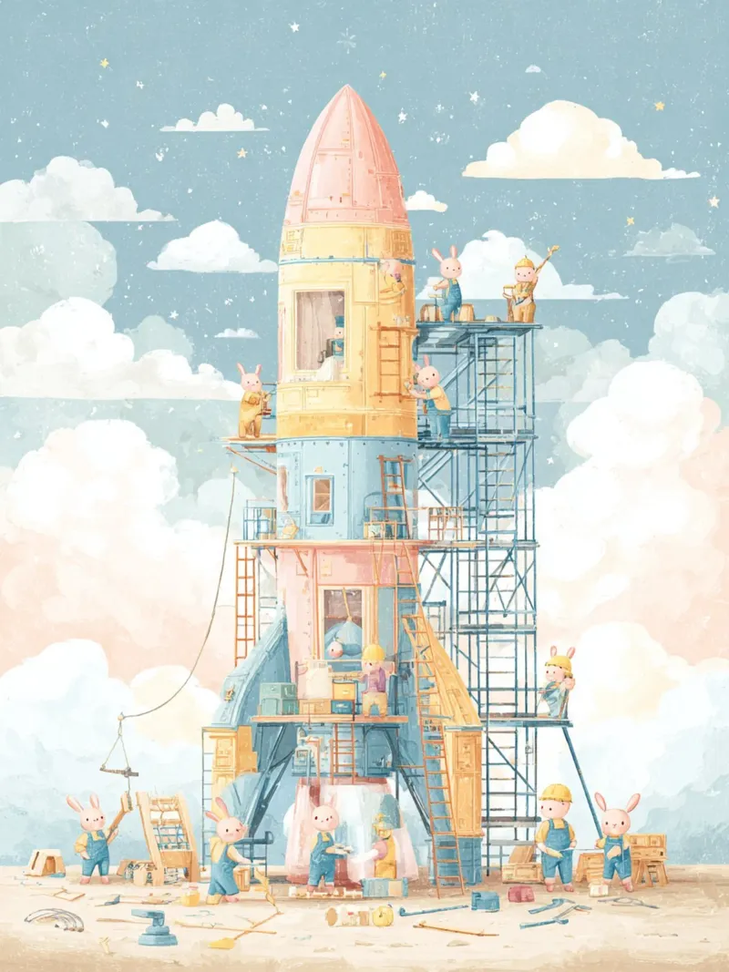 Bunny Engineers at Work alluminio dibond da wonderfolk