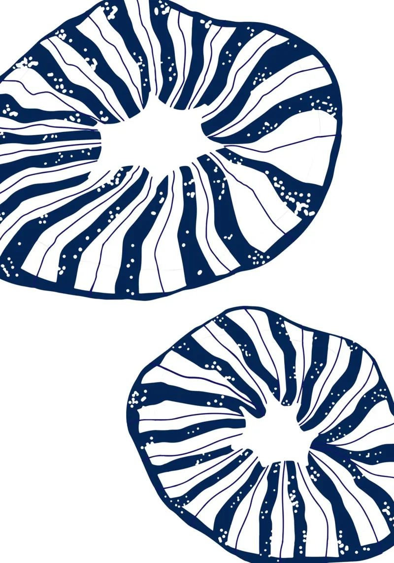 Abstract Mushroom Coral Print - Deep Blue Ocean Art lienzo con Marco flotante de ClubArt