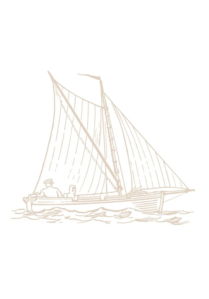 Vintage Zeilboot Schets Print - Neutrale Nautische Kunst forex-plaat van ClubArt