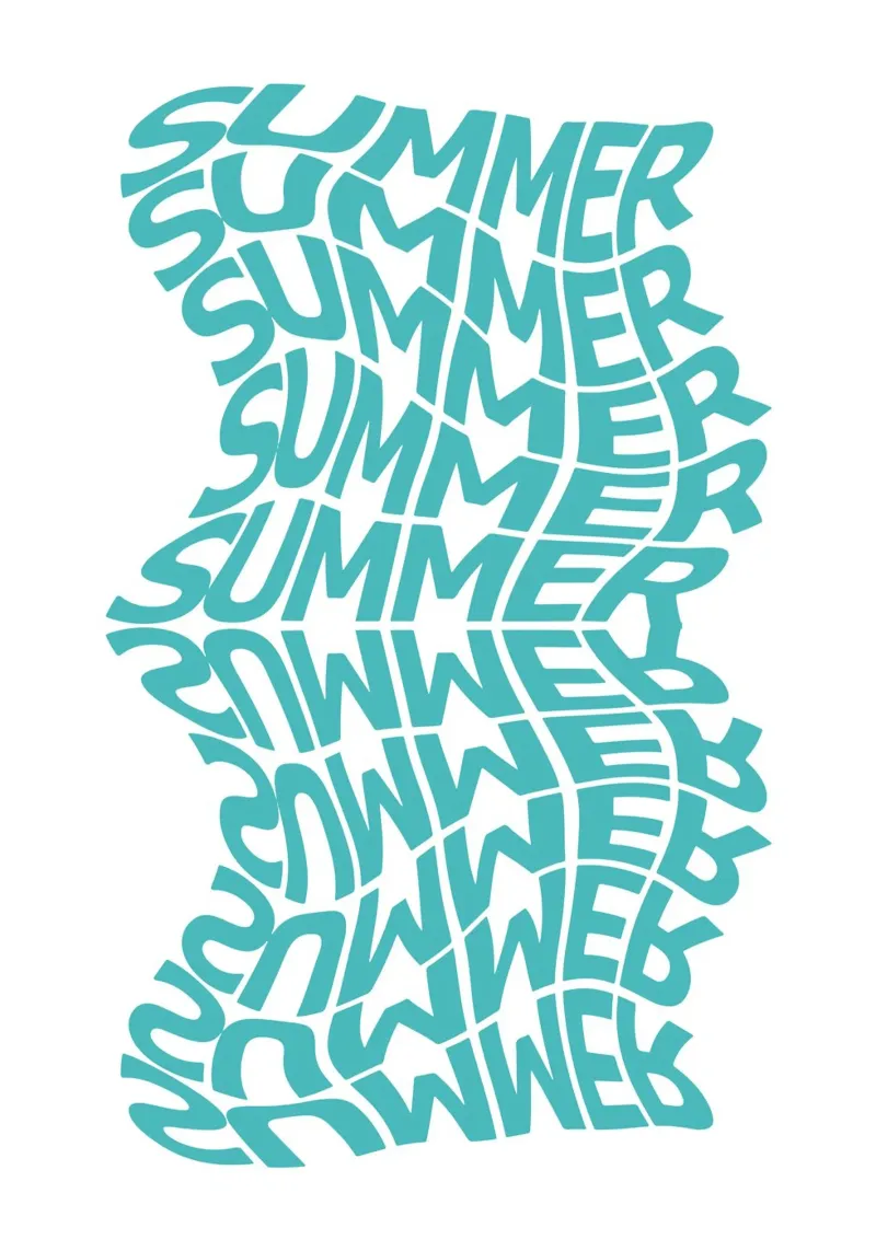 Wavy Summer Typography Art - Trendy Beach Vibes alu-dibond by ClubArt