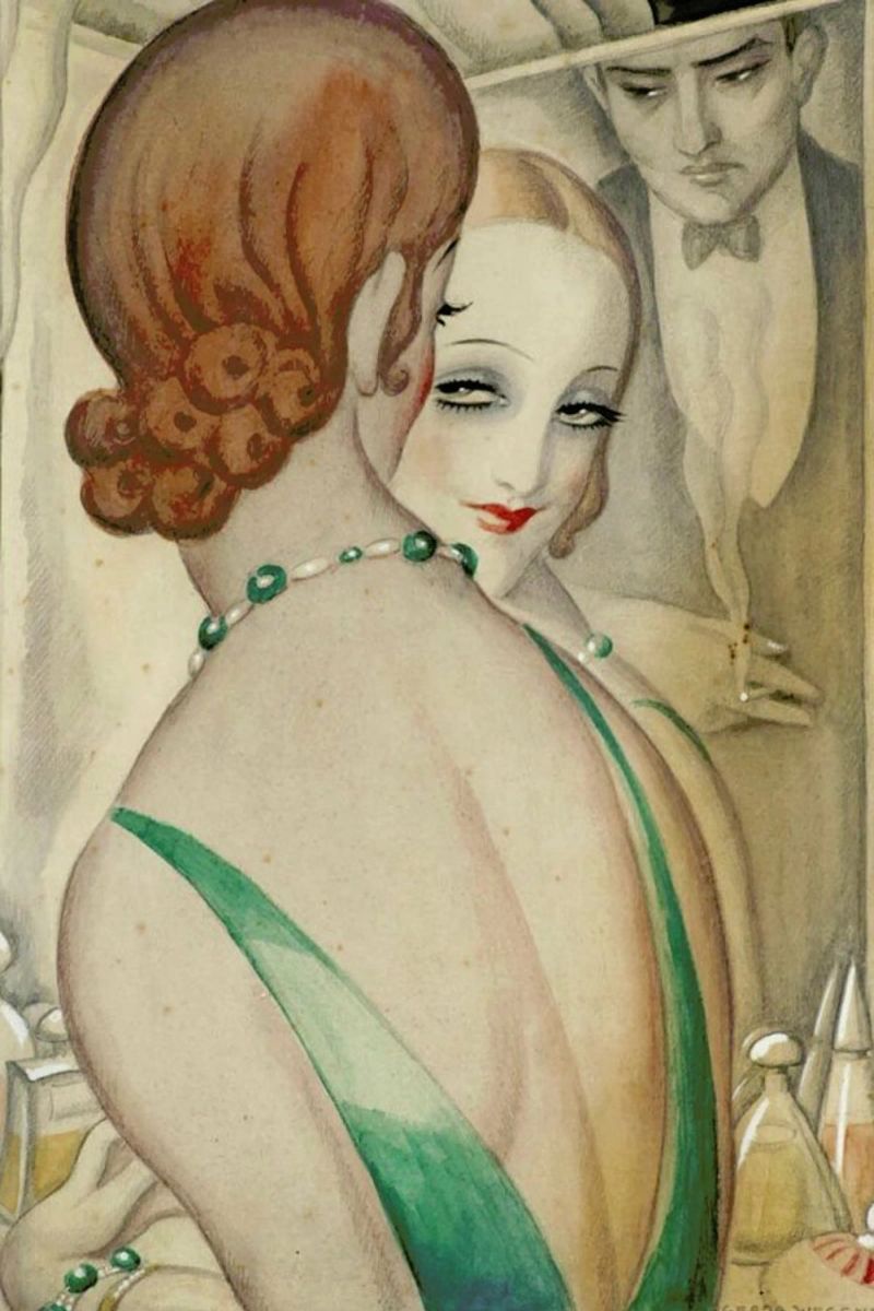 Gerda Wegener - At The Mirror pellicola backlit da Vintage by JUNIQE