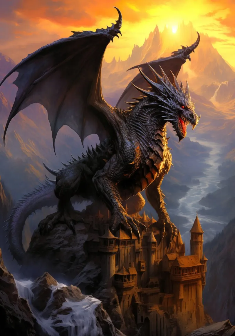 Dragon fantastique et majestueux hahnemühle de Fleur de Lys