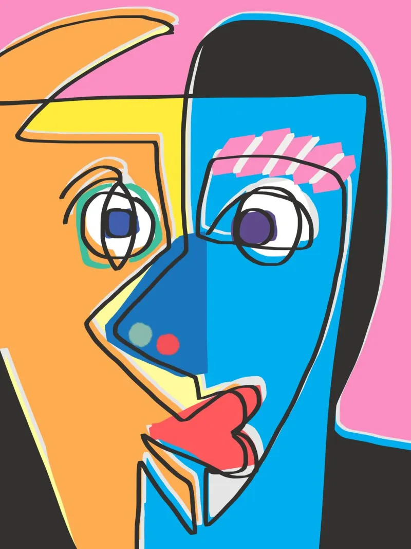 Cubism portrait 02 canvas by Little Dean