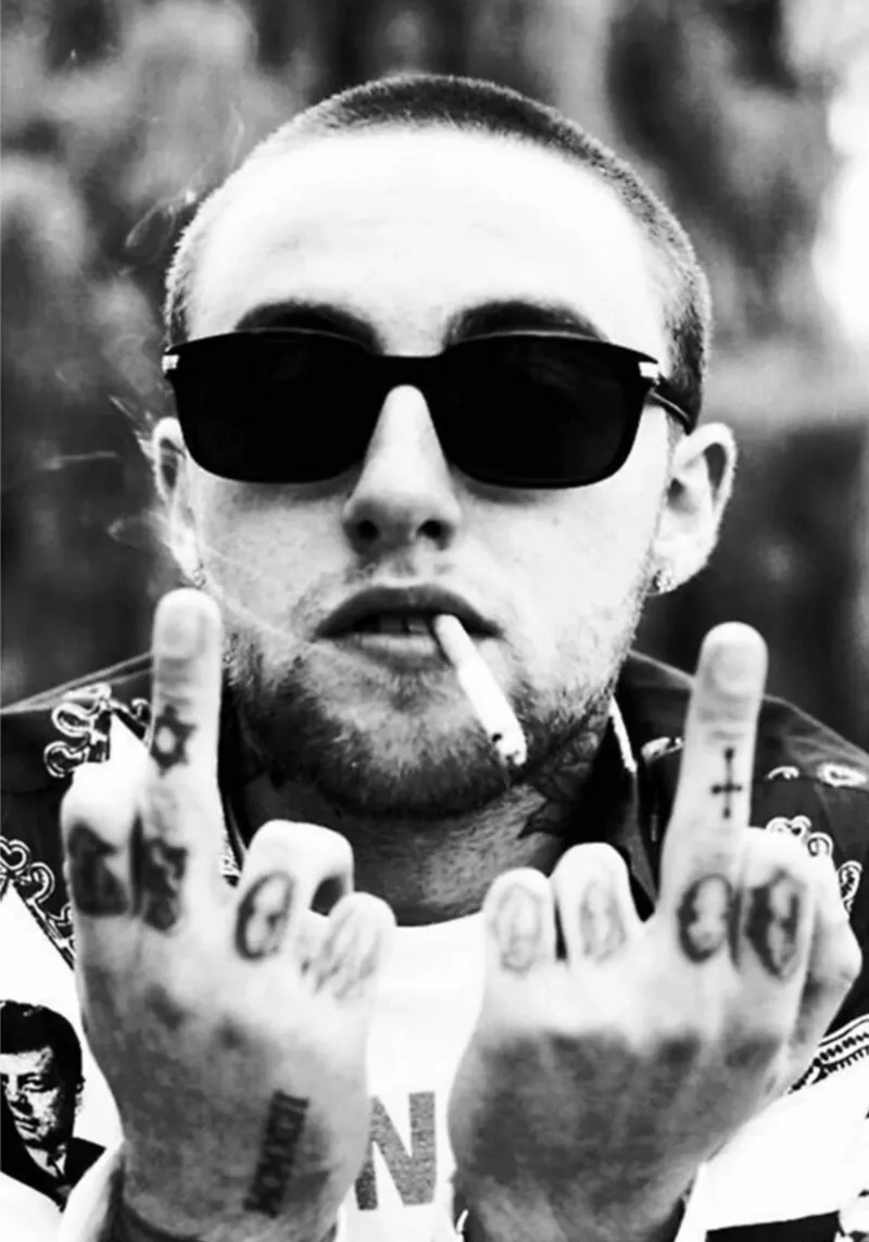 Middle Finger Mac miller Black And White carta hahnemühle da rockytamoe