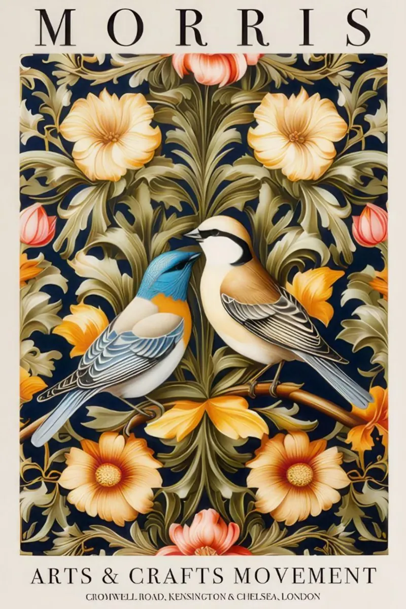 simetría decorativa flor pájaro lienzo de komo store