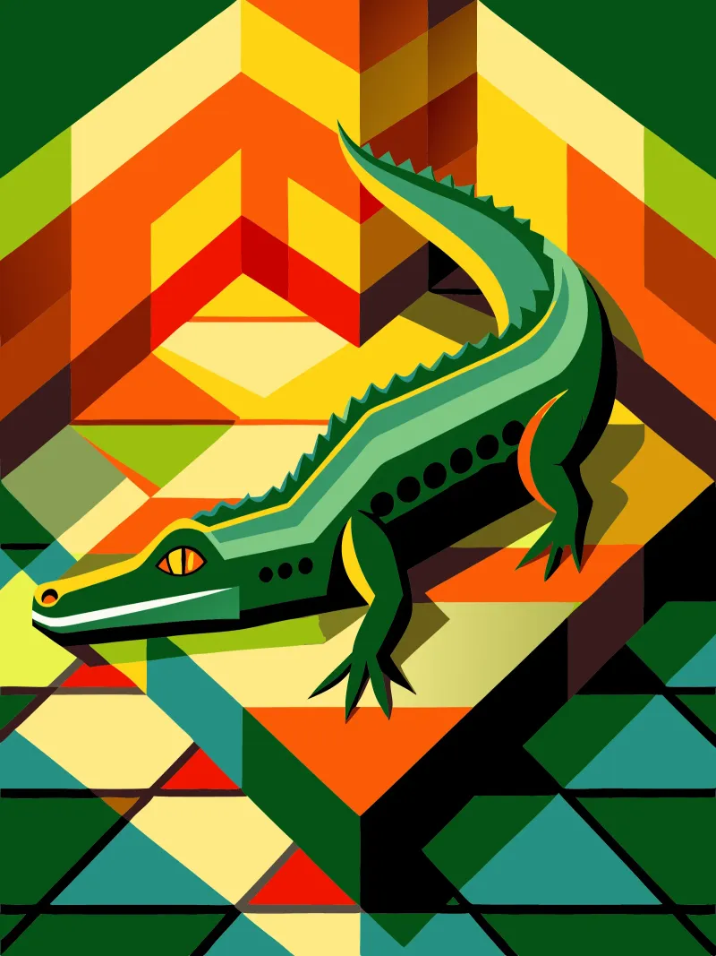 dibujo vectorial de cocodrilo metacrilato de alghonee