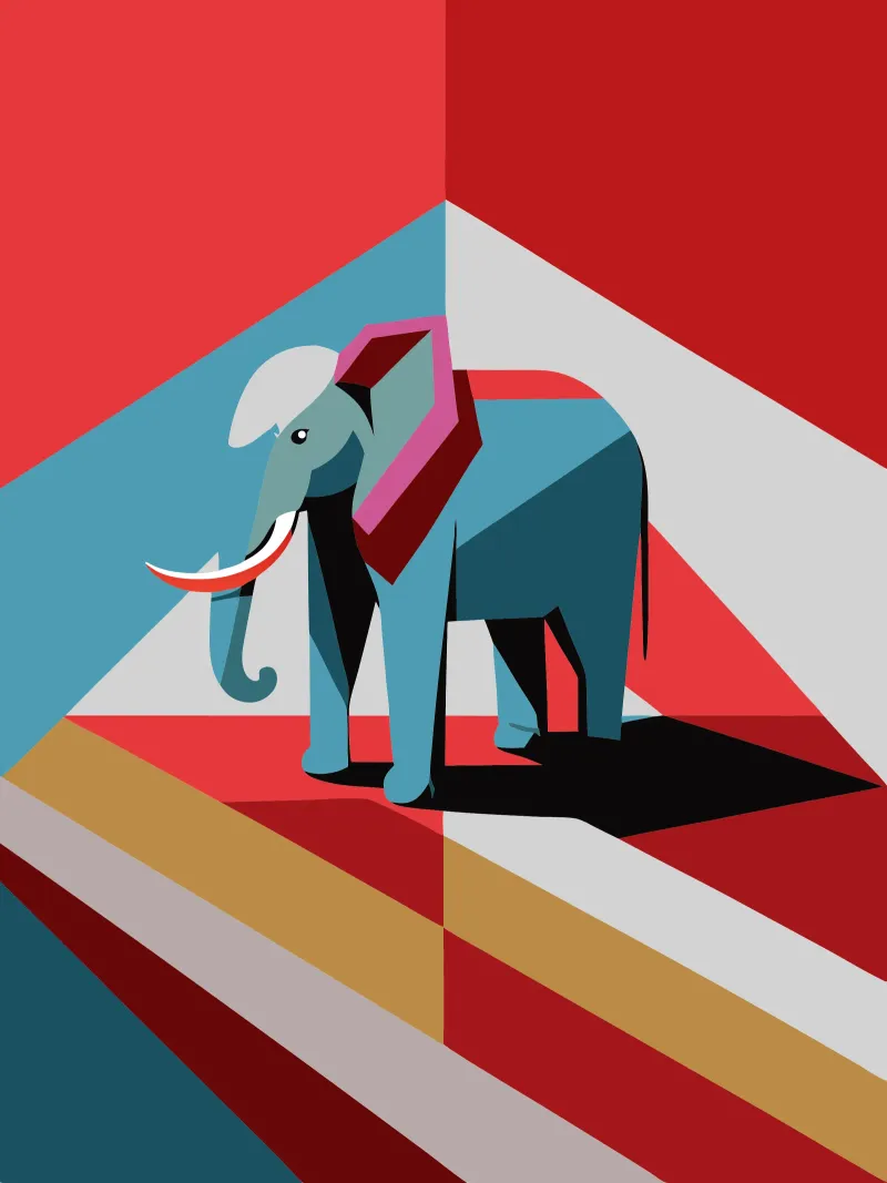 elephant vector art drawing alu-dibond by alghonee