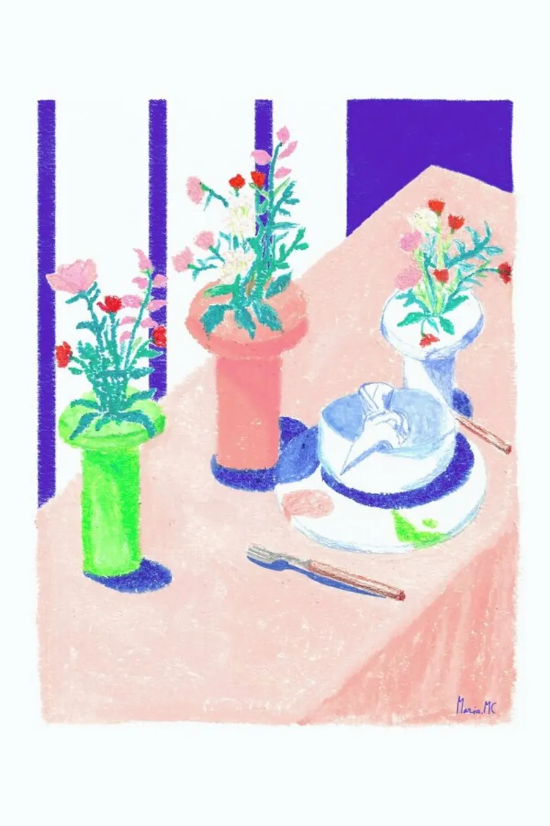 Just A Wedding Tablescape poster with wooden frame by Berserk Prints by Maria M.C.