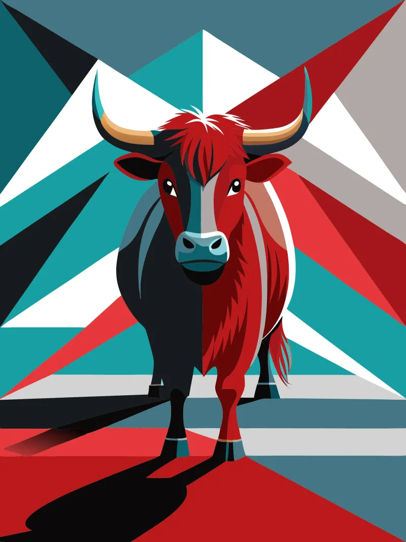 vector tekening hoogland koe canvas van alghonee