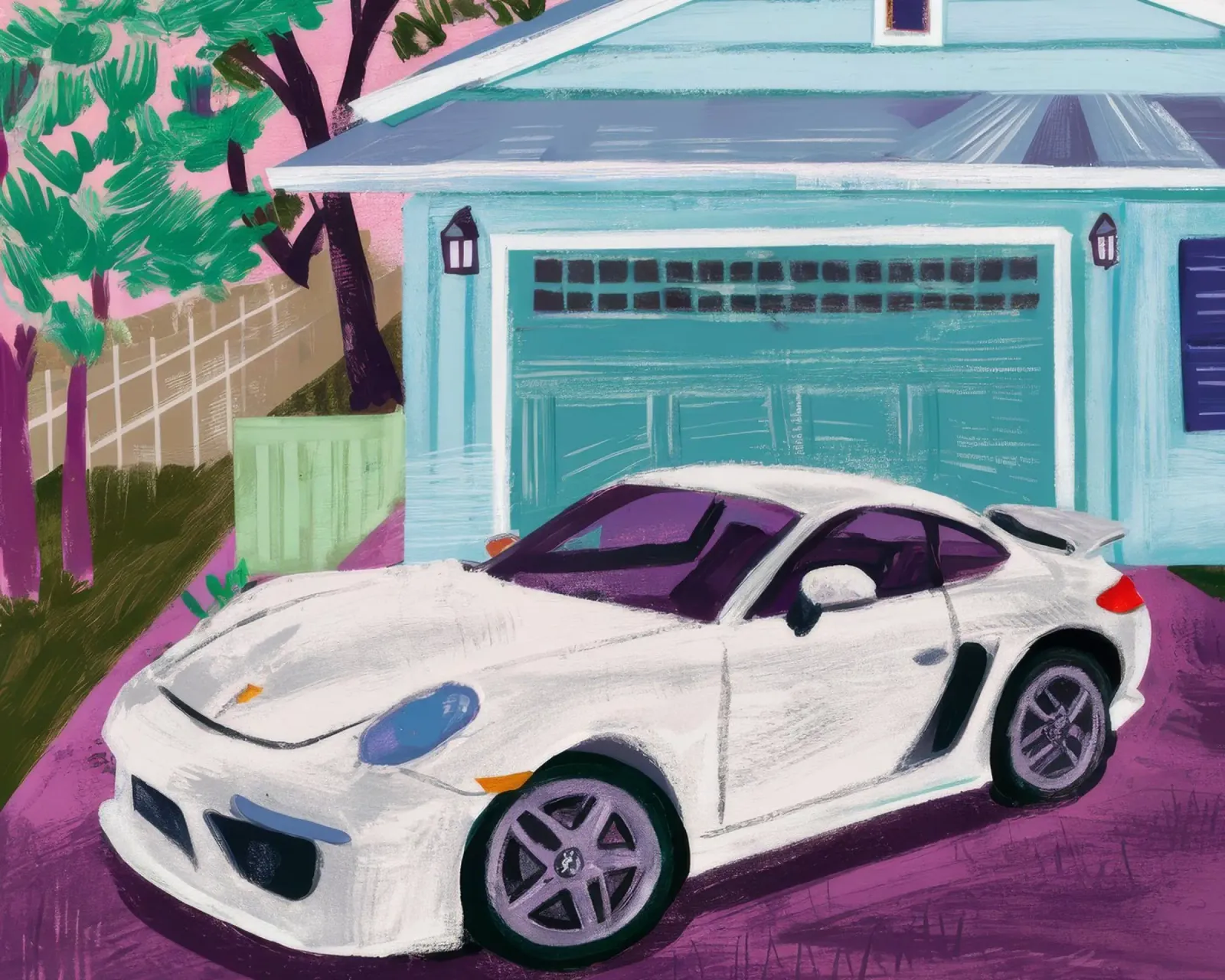White Sports Car forex plate by Silk Palette