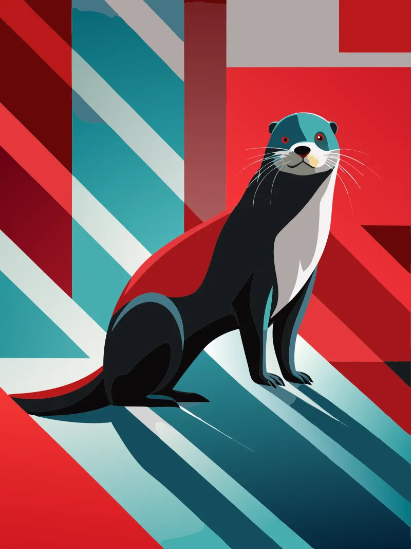 otter vector kunst tekening canvas met Baklijst van alghonee