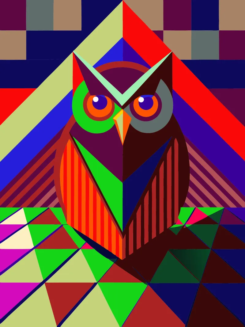 eule vektor kunst zeichnung Poster mit Holzrahmen von alghonee