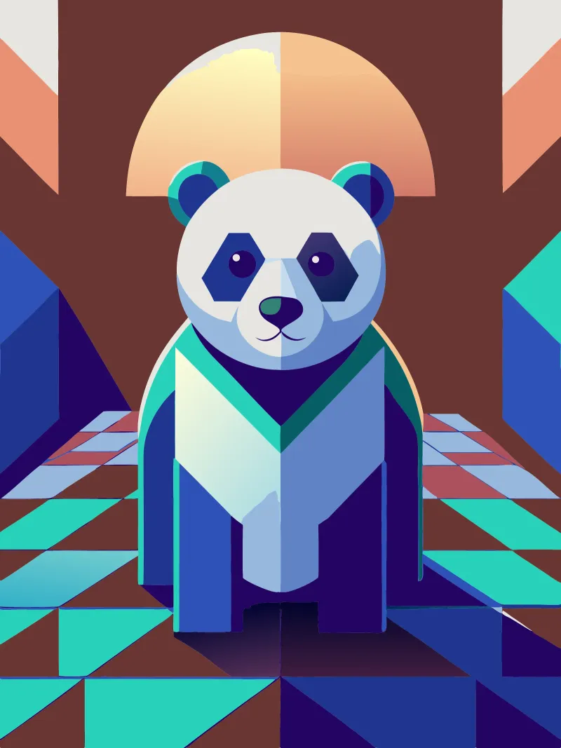 panda dibujo vectorial metacrilato de alghonee