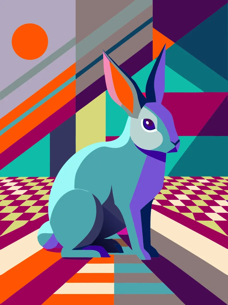 rabbit vector art drawing canvas by alghonee