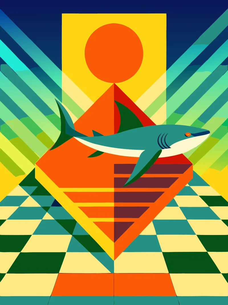 dibujo vectorial de tiburón metacrilato de alghonee