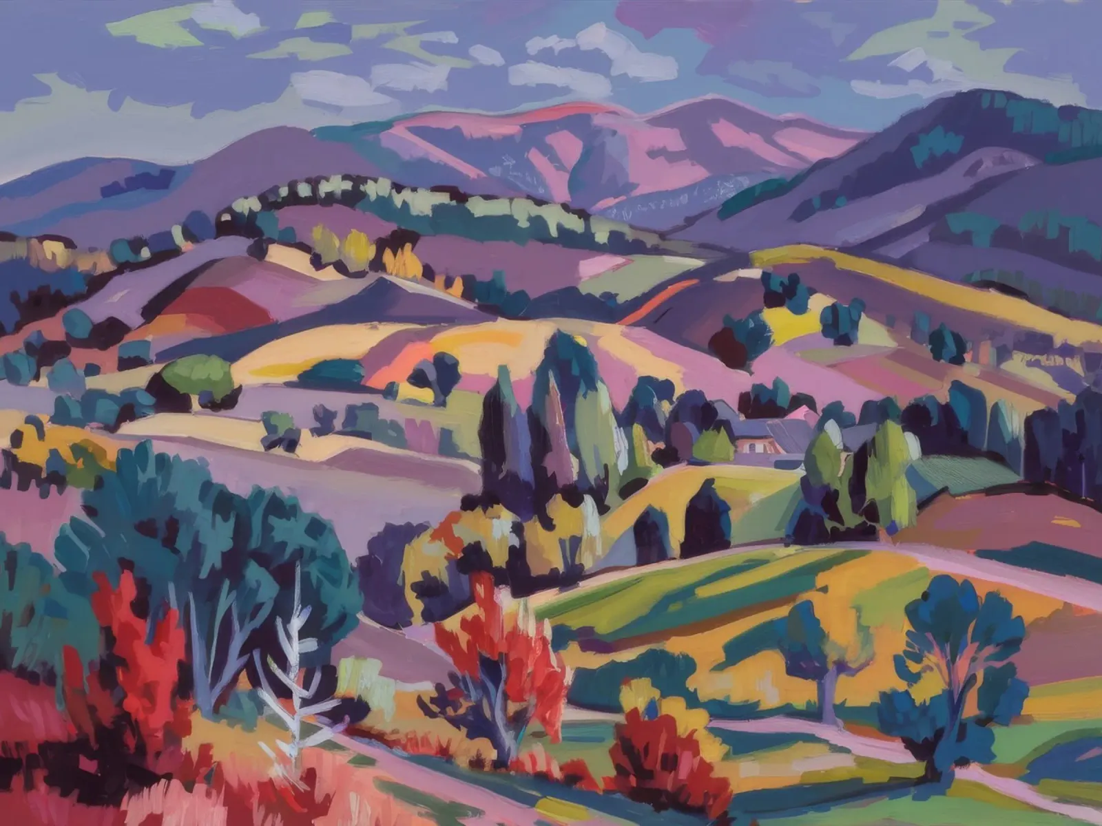 Panorama delle colline Patchwork pellicola backlit da Celestial Harmony