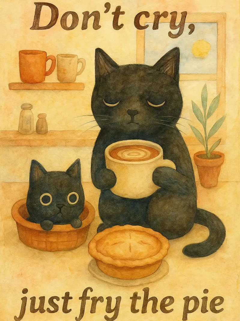 gatto e caffè disegno d'arte retrò poster con telaio in plastica da genzaa