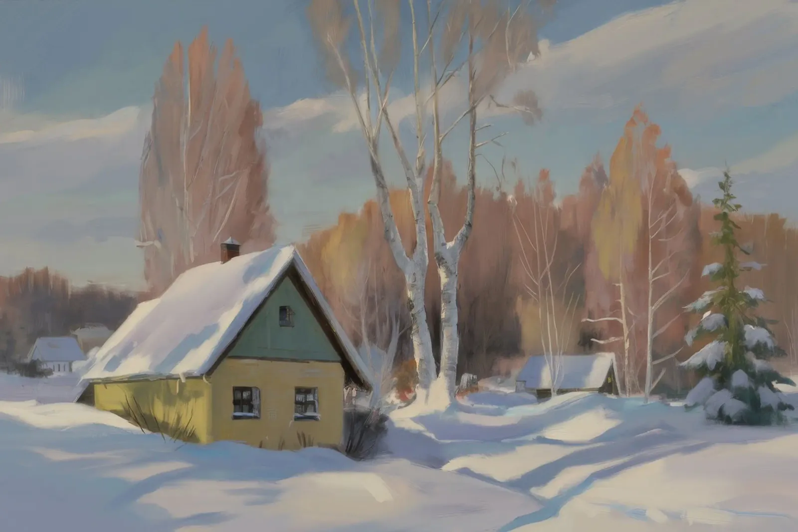 Abedul Snow Cottage aluminio dibond de Celestial Harmony