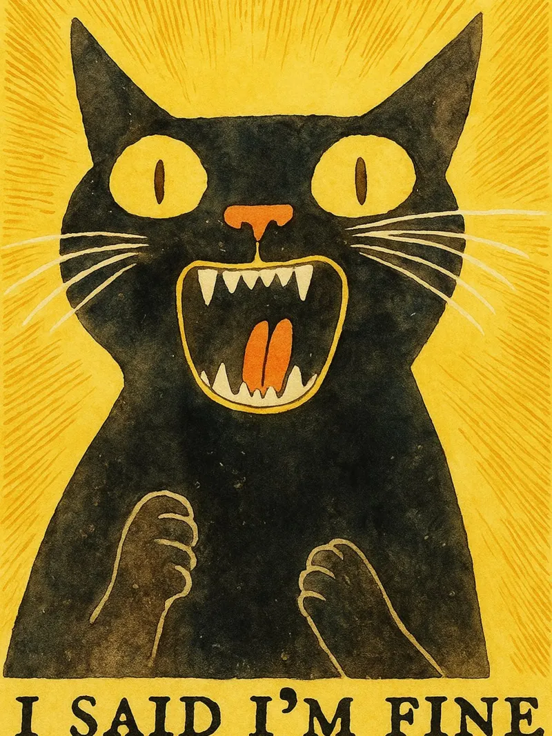Katze, die ich sagte, im feinen Retro-Kunstzeichnung Poster mit Kunststoffrahmen von genzaa