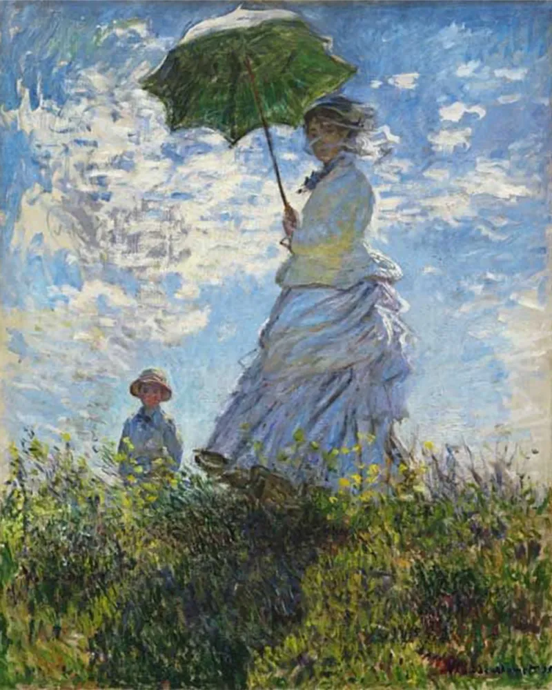 Monet - Mère et enfant utilisant un parapluie hahnemühle de Günstiger Laden
