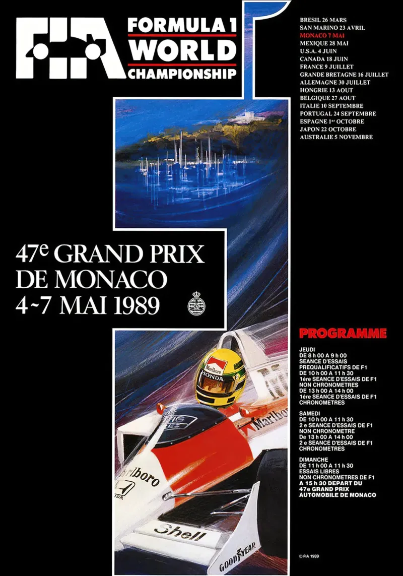 1989 Monaco GP pellicola backlit da leslie shop