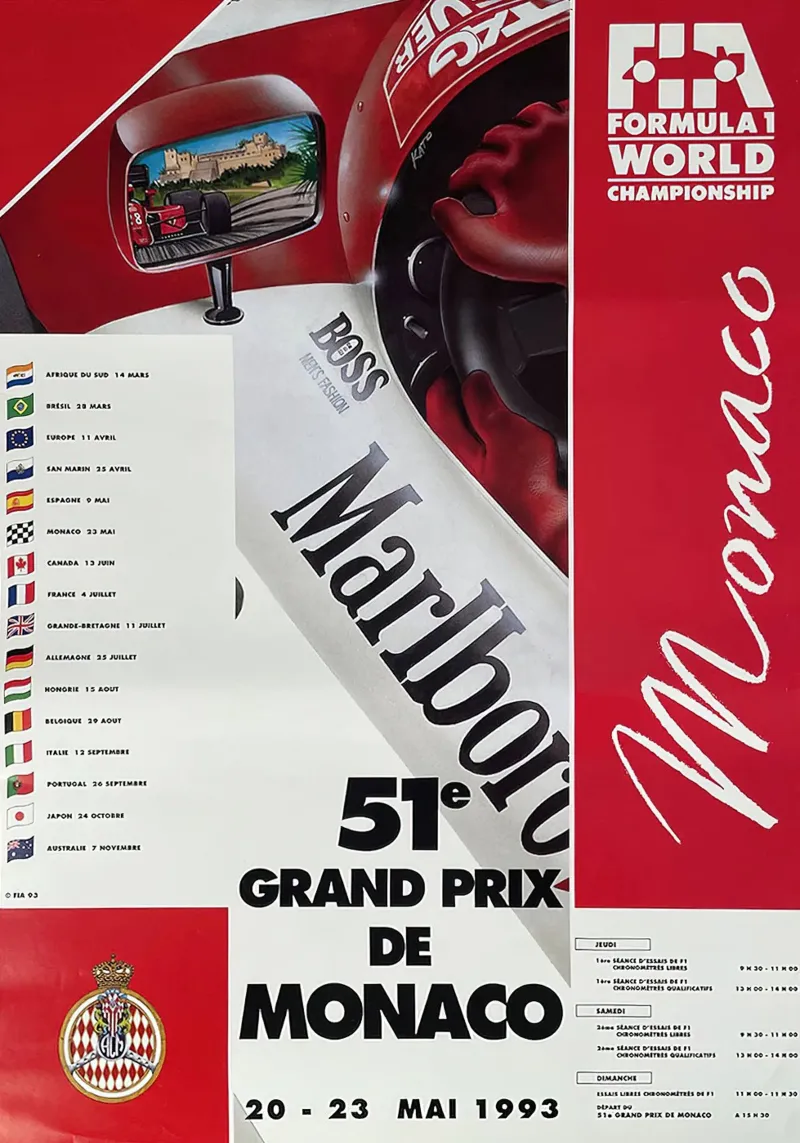 1993 Gran Premio di Monaco pellicola backlit da leslie shop